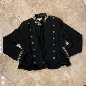 Denim & Supply Ralph Lauren black peplum embroidered military jacket size XL